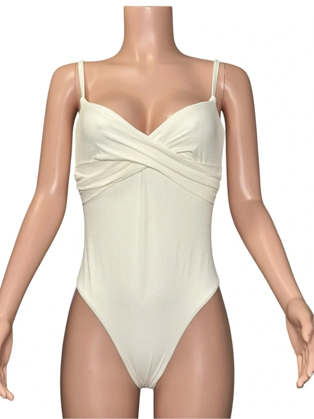 MONDAY SWIMWEAR Bordeaux One Piece Swim, Ivory Boucle, Large